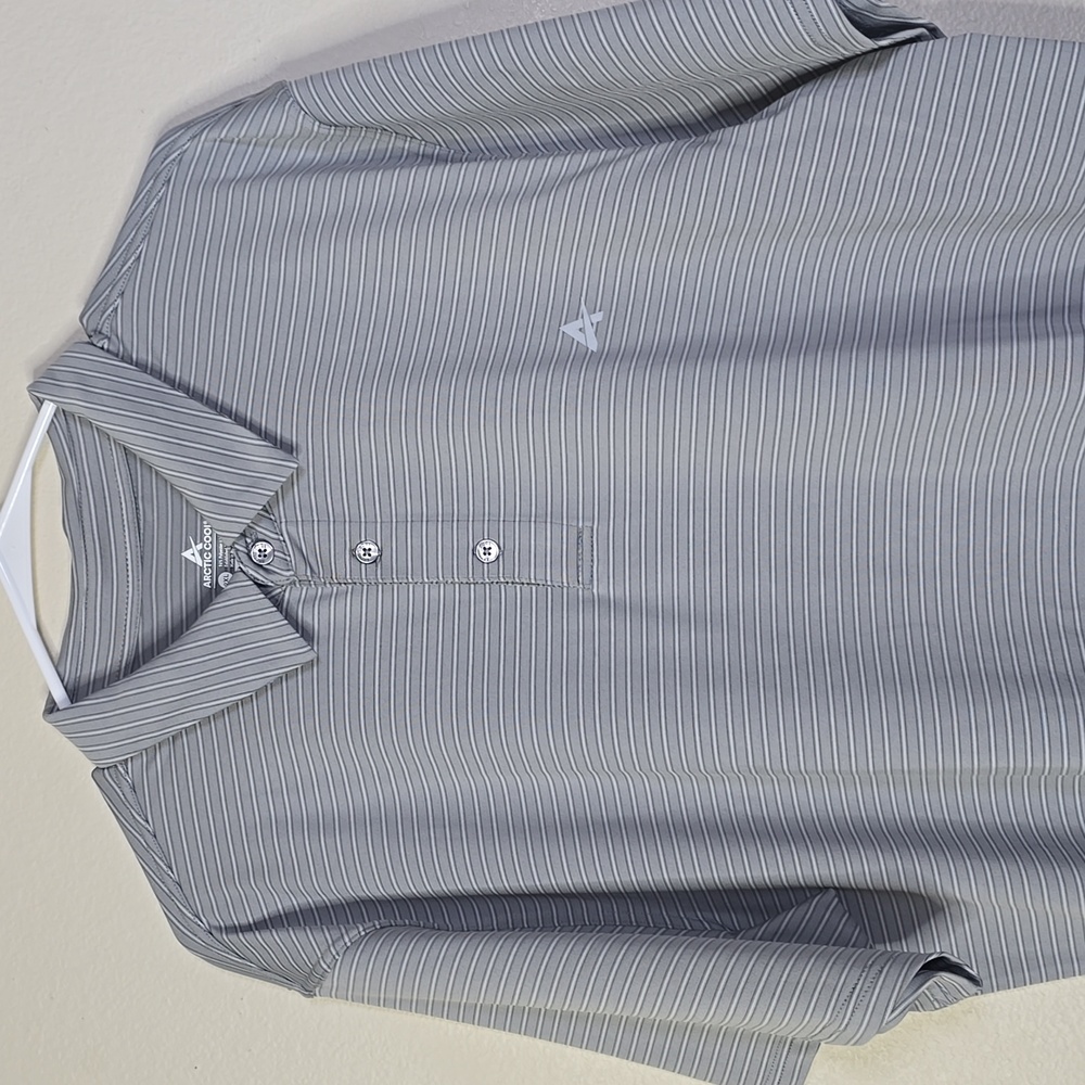 Gray Striped Men's Polo Shirt